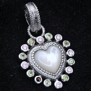 Judith Ripka - Sterling Silver Mother of Pearl & Crystal Heart Pendant
